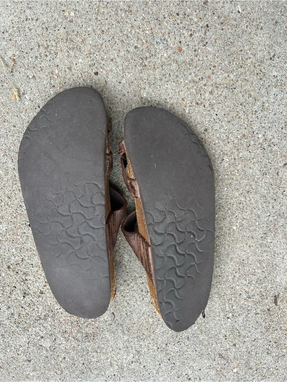 Birkenstocks Brown Leather Slide Sandals with Adjustable Buckles
